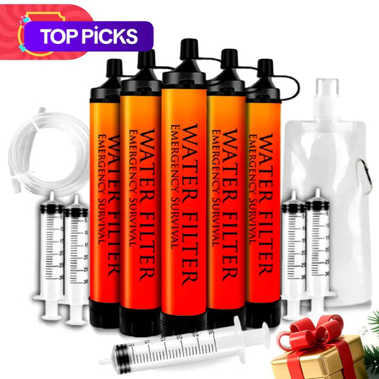 Emergency Survival Water Straws, 1 Set Portable Water Filter, Lightweight Reusable Water Filter for Camping, Hiking, Travel, Biking, Outdoor Adventures #TOP PICKS, Camping Supplies
