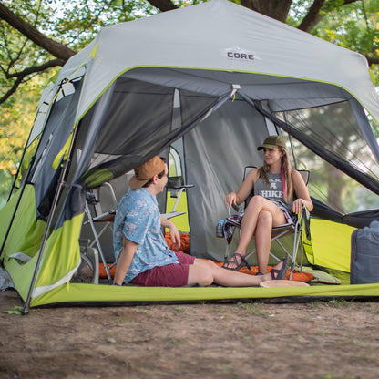 Spacious 9-Person Instant Cabin Tent - 14' x 9' - Easy Setup in Green