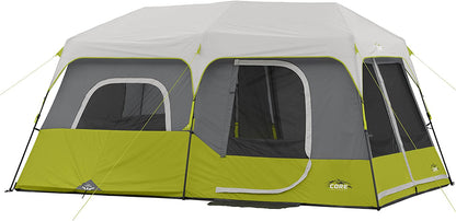 Spacious 9-Person Instant Cabin Tent - 14' x 9' - Easy Setup in Green